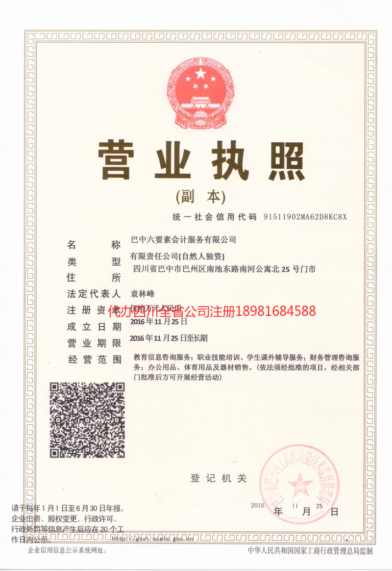 大邑大邑六要素会计服务有限公司